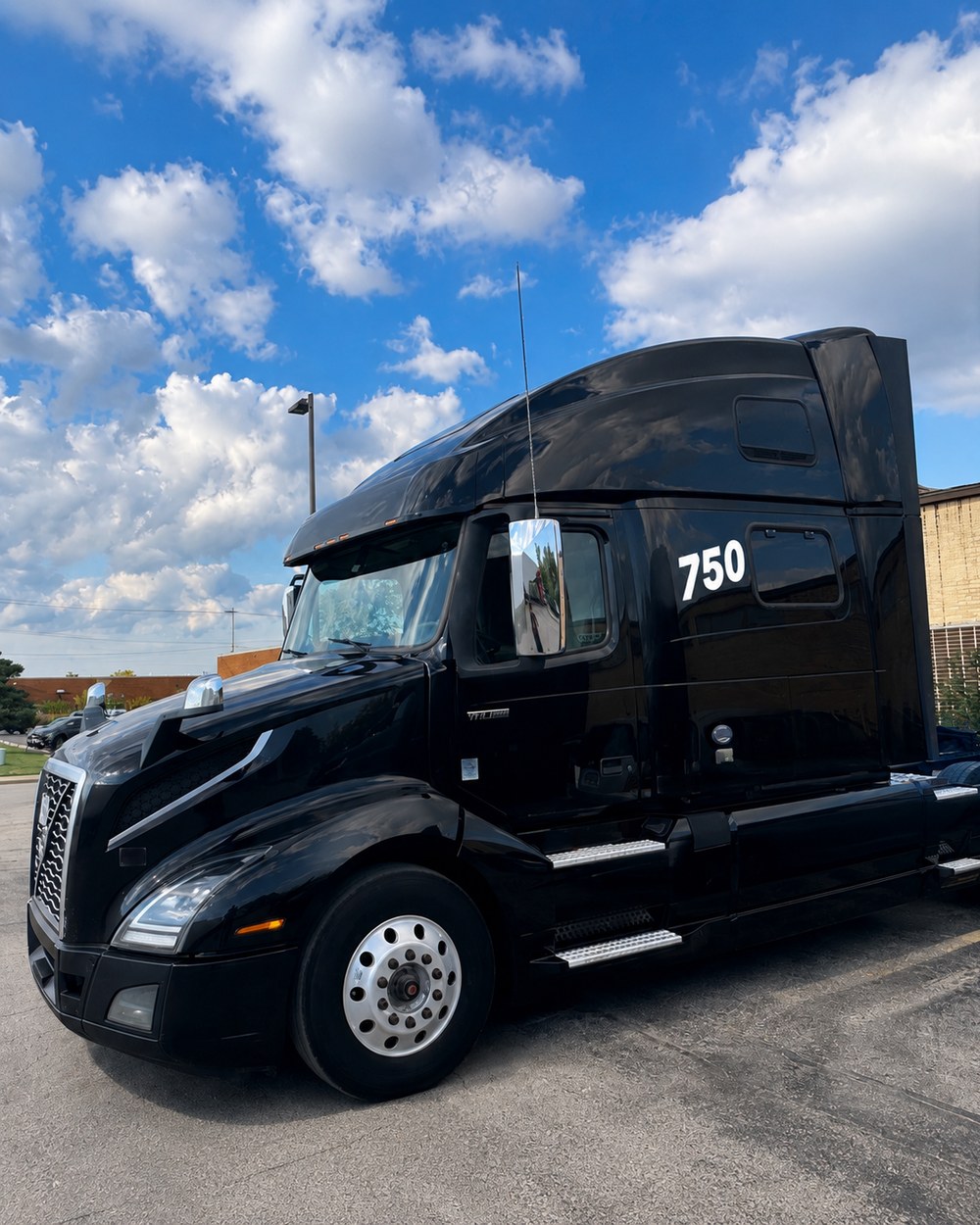 Truck ID Kit door number installed on a commercial truck cab